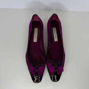 Marc Jacobs Women's Purple Suede Patent Bow Ballet Flats Made in Italy Size 39.5